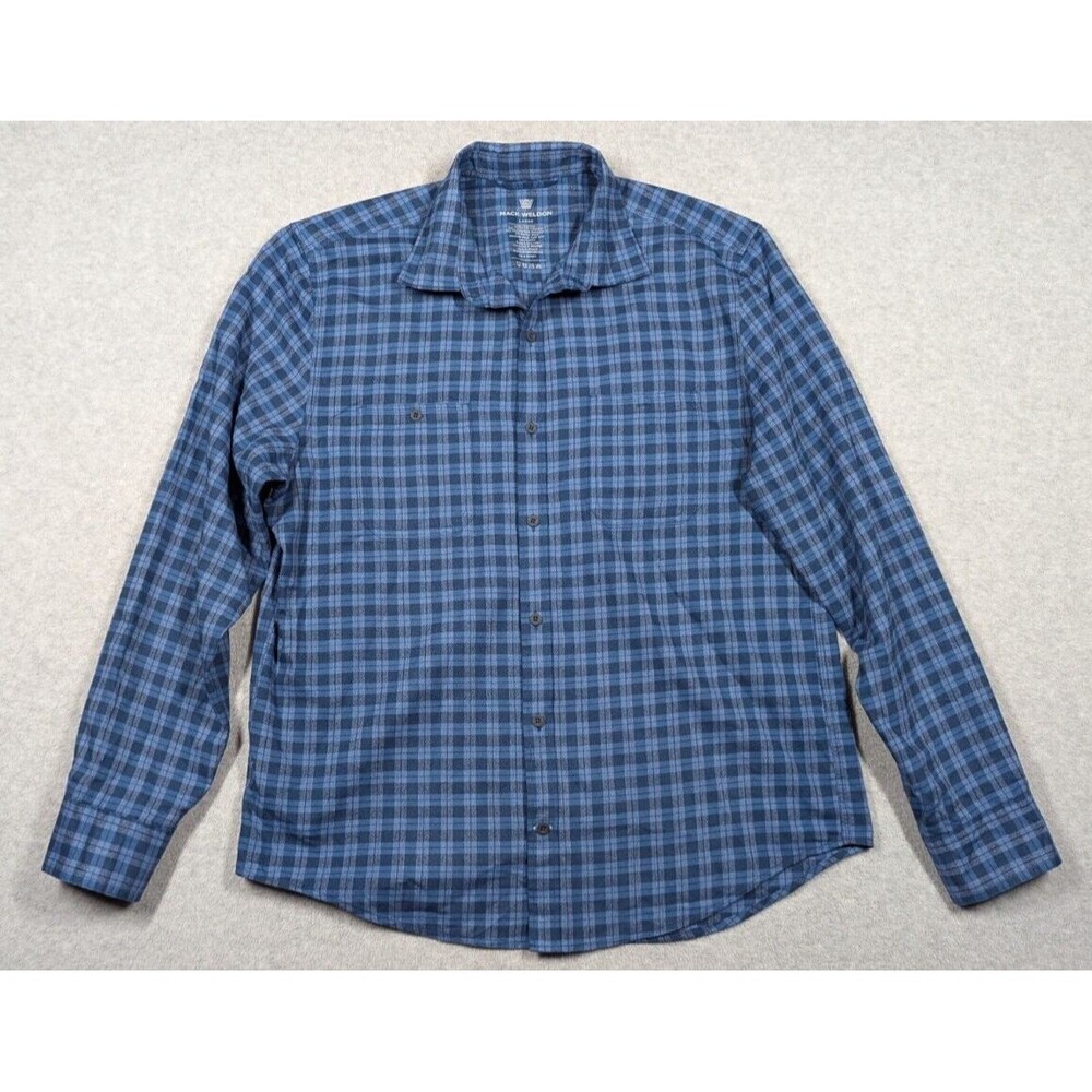 Mack Weldon‎ Men Shirt Large Plaid Flannel L/S Coolmax Thermolite Merino Wool